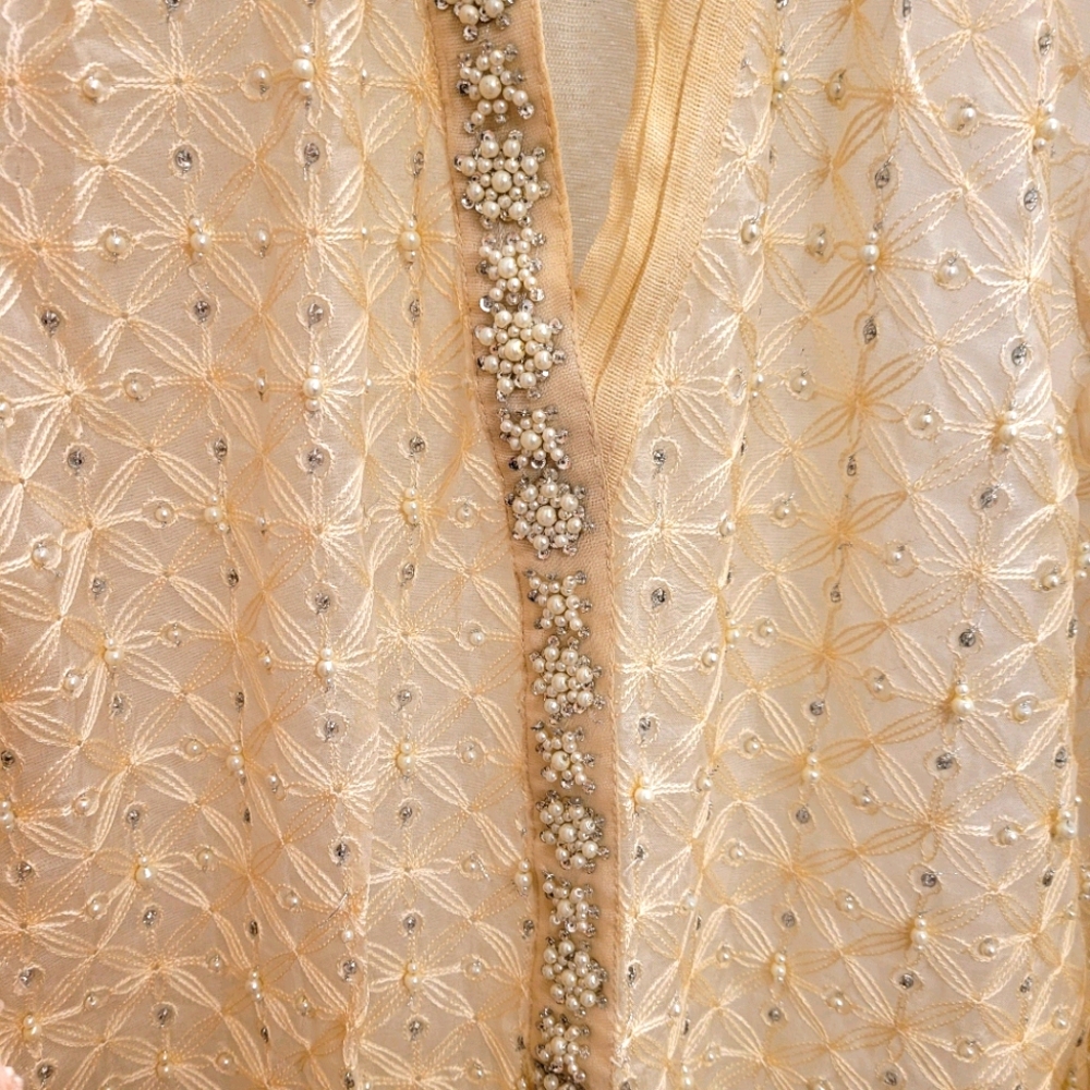 Pakistani Agha Noor cream colored formal kurta
